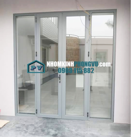 Làm cửa nhôm kính 4 cánh mở quay tại nhà anh Bình, đường Mã Lò, Bình Trị Đông A, Bình Tân